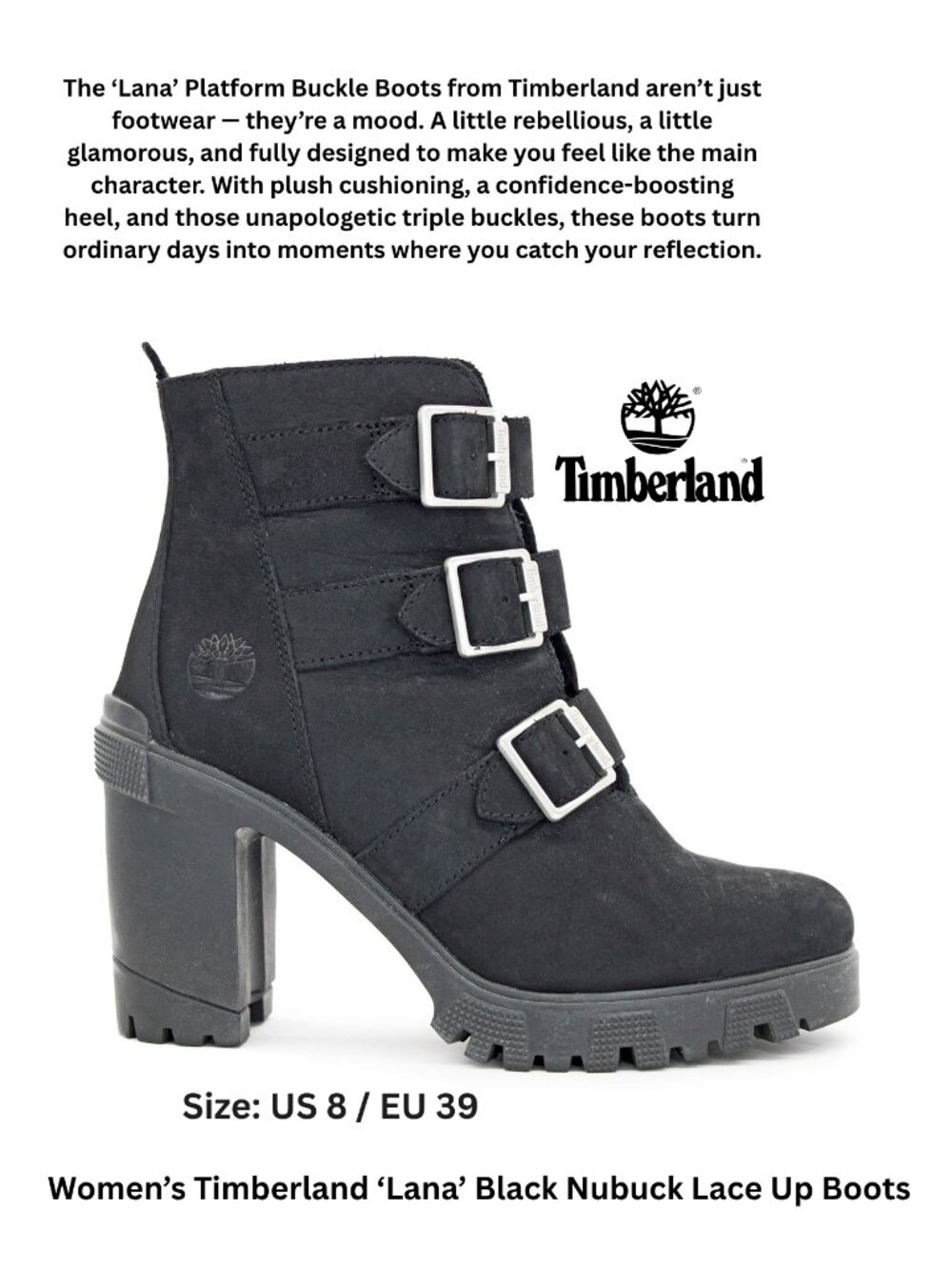 Women’s Timberland ‘Lana’ Black Nubuck Lace Up Boots